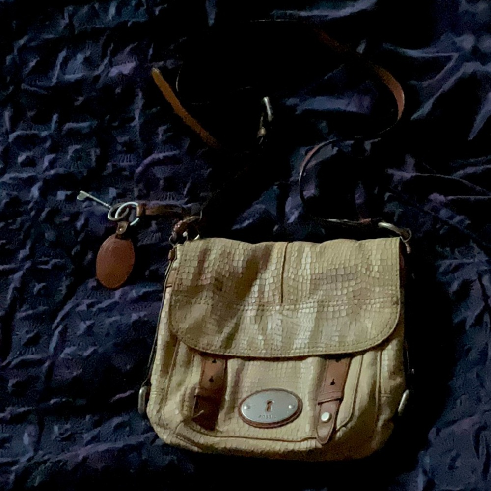 Fossil Leather Snakeskin Cross Body Purse